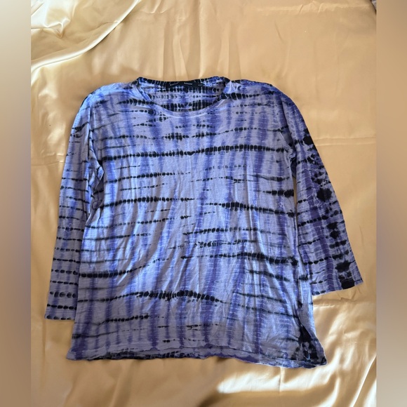 Proenza Schouler Long Sleeve Purple Blue Multi Tie Dye Tee in Size Large